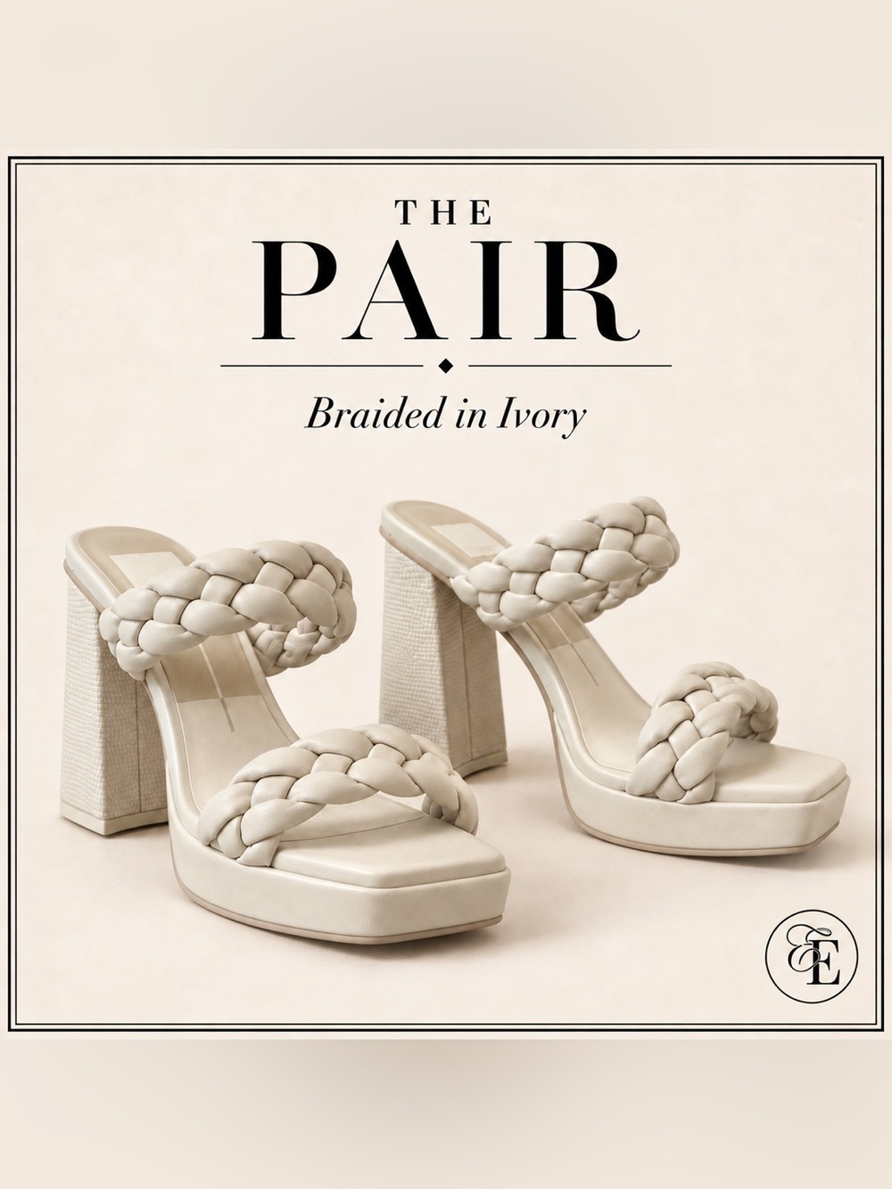 NEW Dolce Vita Ashby Ivory Braided Platform Block Heel Sandals 7.5